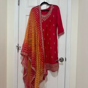 Womens Indian Pakistani Suit Sharara Palazzo Pink Ombre Size 40